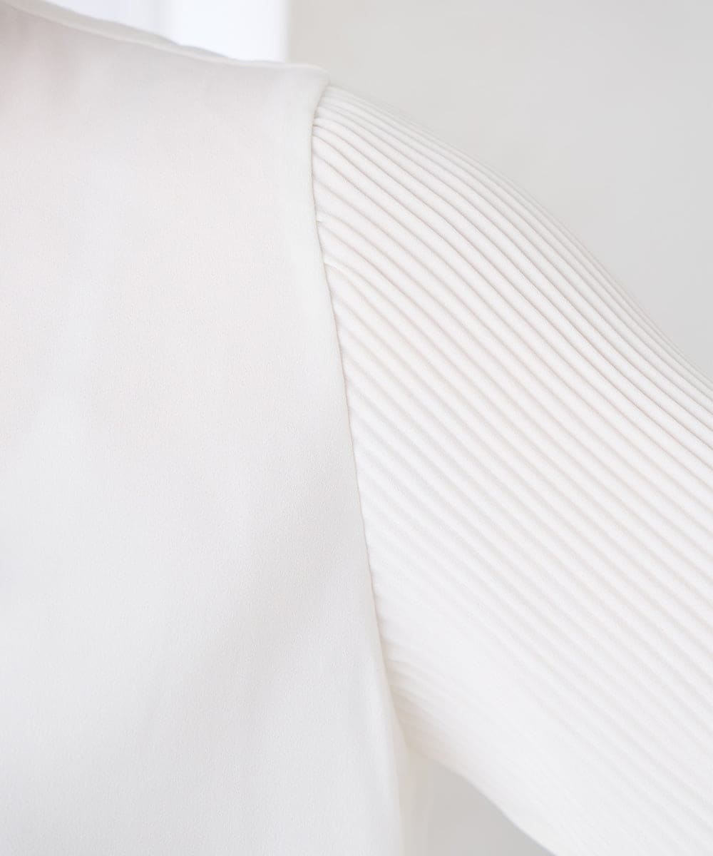 KBBCD14059 a.v.v(アー・ヴェ・ヴェ) 【洗える】2WAY袖プリーツボウタイブラウス ホワイト