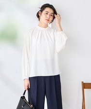 KBBCD14059 a.v.v(アー・ヴェ・ヴェ) 【洗える】2WAY袖プリーツボウタイブラウス ホワイト