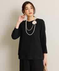 KBBCP04049 a.v.v(アー・ヴェ・ヴェ) 【2WAY/洗える/セットアップ対応】シフォンレイヤードバックタックブラウス ネイビー