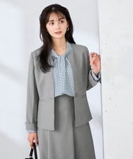 KBBFE09059 a.v.v(アー・ヴェ・ヴェ) 幾何柄ボウタイ風ブラウス ライトブルー