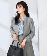 KBBFE09059 a.v.v(アー・ヴェ・ヴェ) 幾何柄ボウタイ風ブラウス ライトブルー