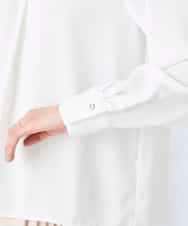 KBBFE09059 a.v.v(アー・ヴェ・ヴェ) 幾何柄ボウタイ風ブラウス ライトブルー