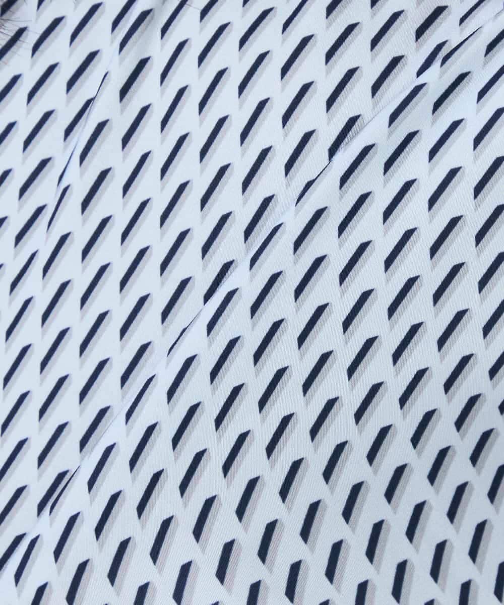 KBBFE09059 a.v.v(アー・ヴェ・ヴェ) 幾何柄ボウタイ風ブラウス ライトブルー