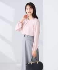 KBBFE10059 a.v.v(アー・ヴェ・ヴェ) 【洗える/ストレッチ】バーチャームボウタイブラウス ピンク