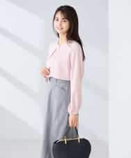 KBBFE10059 a.v.v(アー・ヴェ・ヴェ) 【洗える/ストレッチ】バーチャームボウタイブラウス ピンク