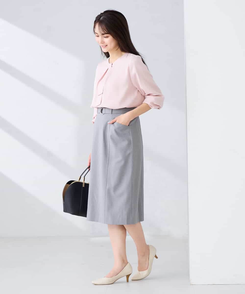 KBBFE10059 a.v.v(アー・ヴェ・ヴェ) 【洗える/ストレッチ】バーチャームボウタイブラウス ピンク