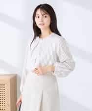 KBBFE10059 a.v.v(アー・ヴェ・ヴェ) 【洗える/ストレッチ】バーチャームボウタイブラウス ピンク