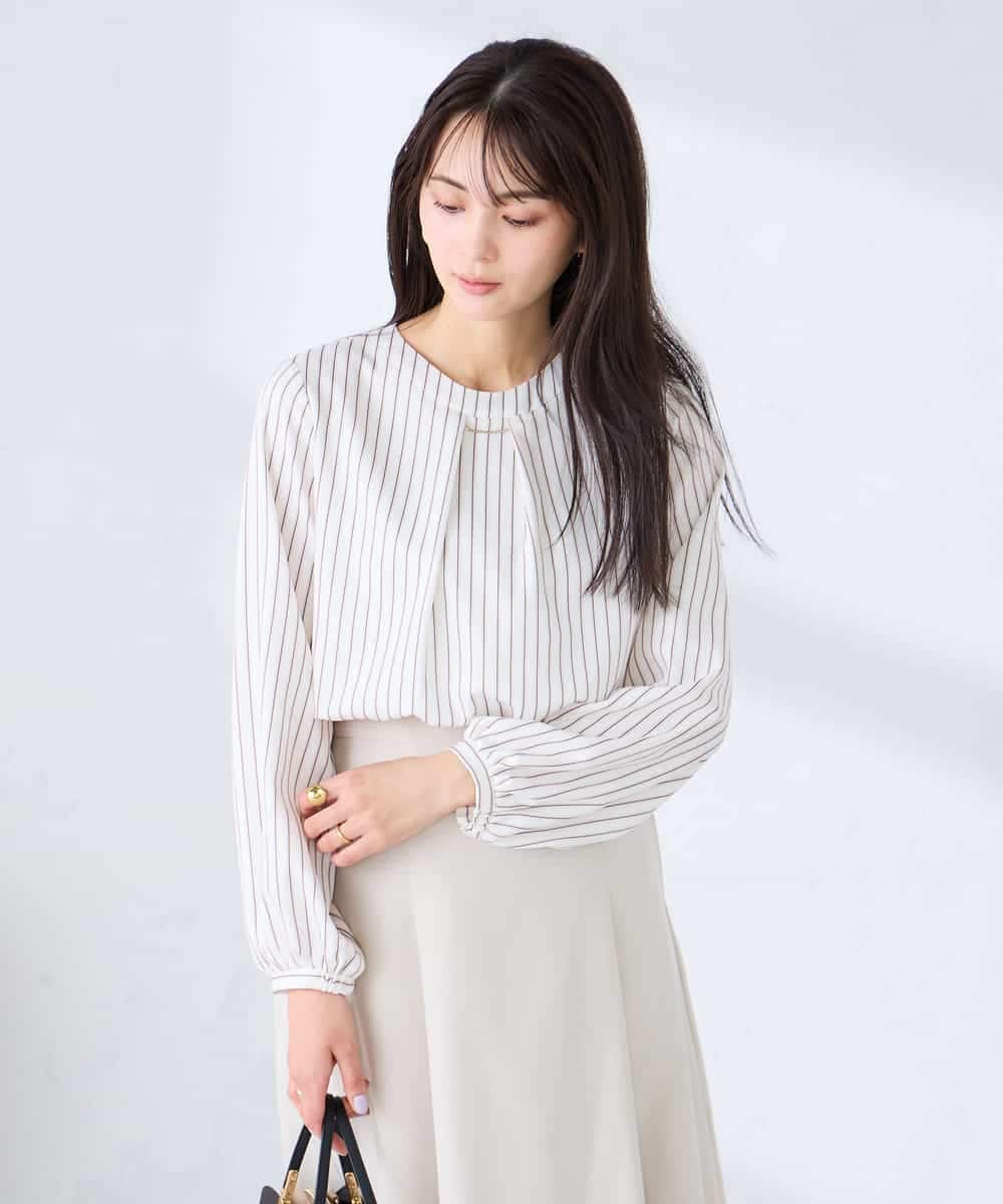 KBBFE10059 a.v.v(アー・ヴェ・ヴェ) 【洗える/ストレッチ】バーチャームボウタイブラウス ピンク