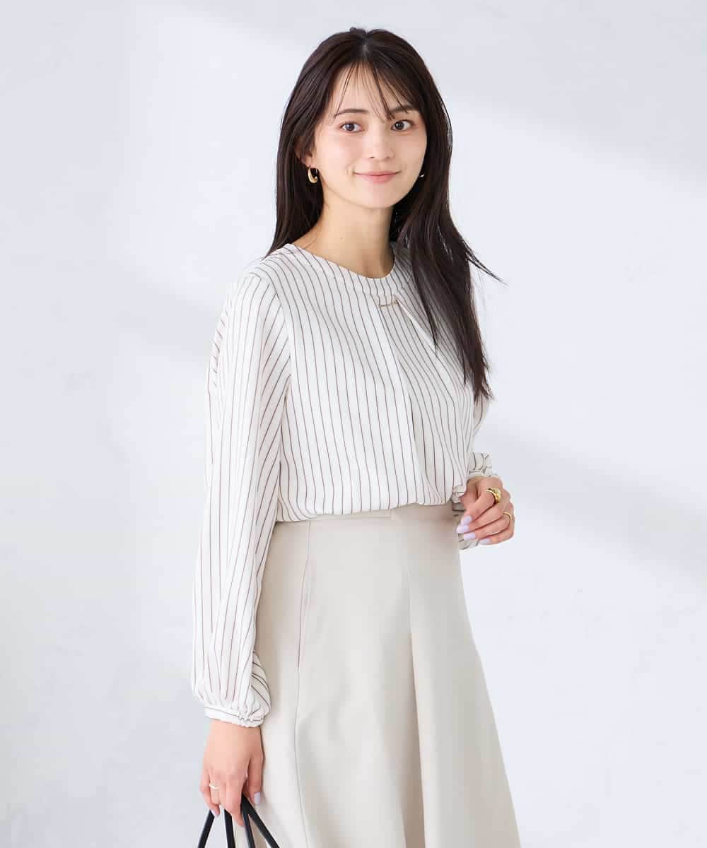 KBBFE10059 a.v.v(アー・ヴェ・ヴェ) 【洗える/ストレッチ】バーチャームボウタイブラウス ピンク