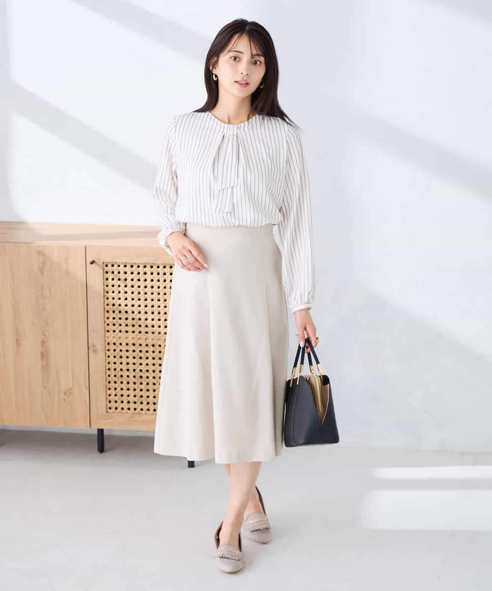 KBBFE10059 a.v.v(アー・ヴェ・ヴェ) 【洗える/ストレッチ】バーチャームボウタイブラウス ピンク