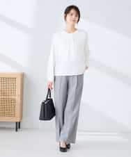 KBBFE10059 a.v.v(アー・ヴェ・ヴェ) 【洗える/ストレッチ】バーチャームボウタイブラウス ピンク