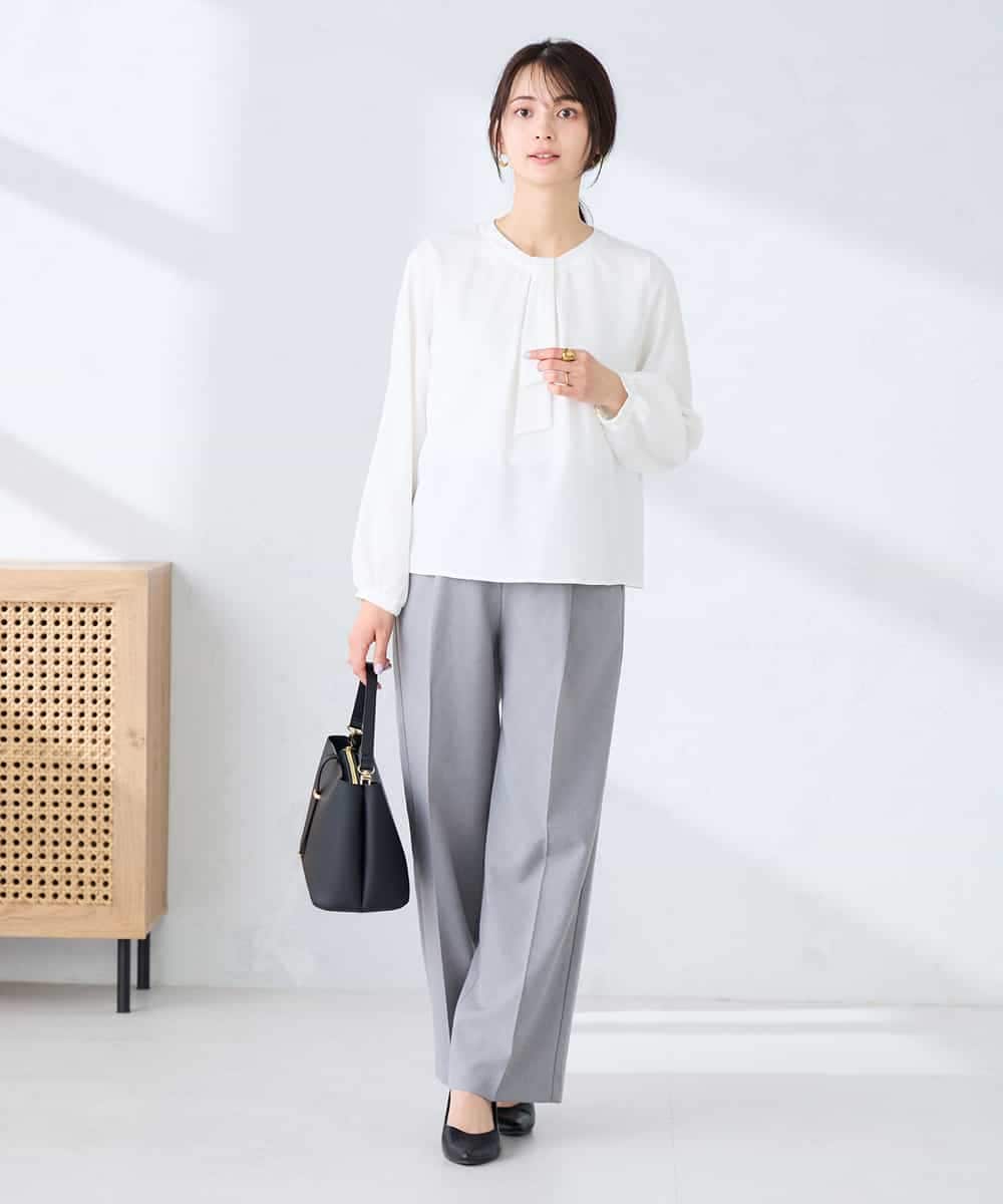 KBBFE10059 a.v.v(アー・ヴェ・ヴェ) 【洗える/ストレッチ】バーチャームボウタイブラウス ピンク