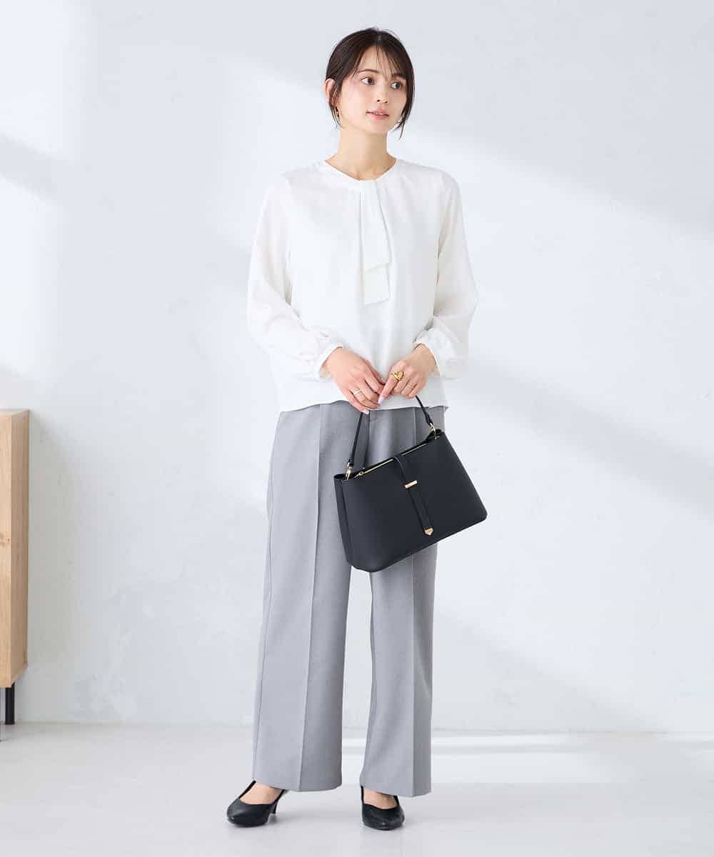 KBBFE10059 a.v.v(アー・ヴェ・ヴェ) 【洗える/ストレッチ】バーチャームボウタイブラウス ピンク