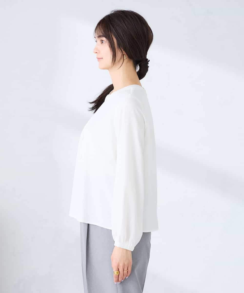 KBBFE10059 a.v.v(アー・ヴェ・ヴェ) 【洗える/ストレッチ】バーチャームボウタイブラウス ピンク