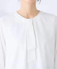 KBBFE10059 a.v.v(アー・ヴェ・ヴェ) 【洗える/ストレッチ】バーチャームボウタイブラウス ピンク