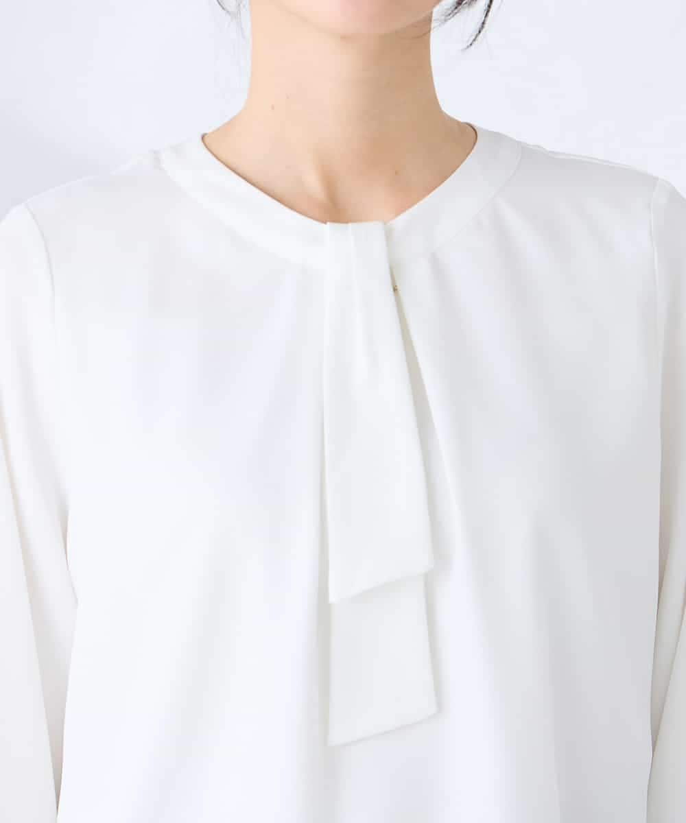 KBBFE10059 a.v.v(アー・ヴェ・ヴェ) 【洗える/ストレッチ】バーチャームボウタイブラウス ピンク