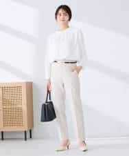 KBBFE11059 a.v.v(アー・ヴェ・ヴェ) 【洗える】タックネックブラウス ライトブルー