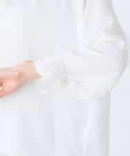 KBBFE11059 a.v.v(アー・ヴェ・ヴェ) 【洗える】タックネックブラウス ライトブルー