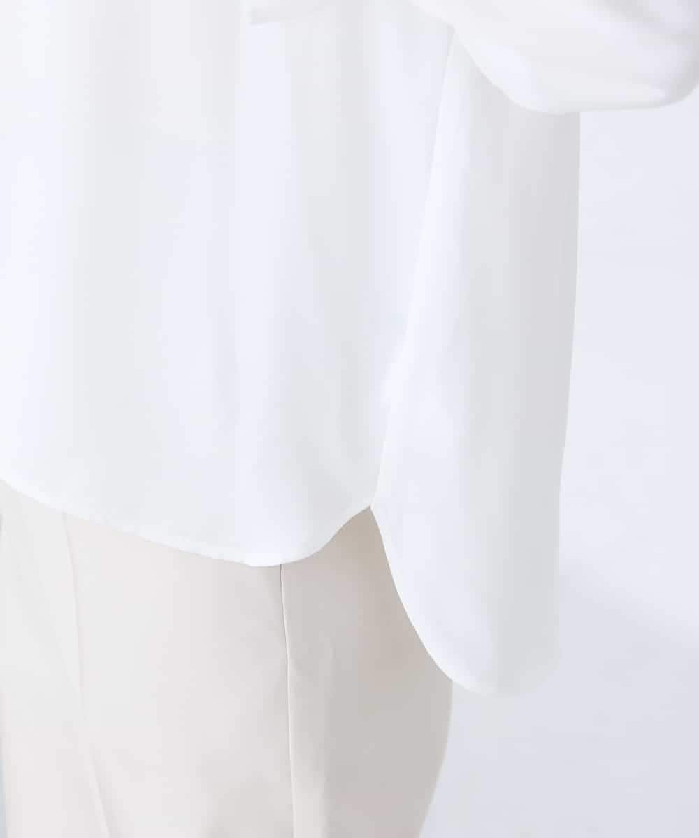 KBBFE11059 a.v.v(アー・ヴェ・ヴェ) 【洗える】タックネックブラウス ライトブルー