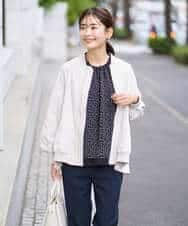 KBBFW12054 a.v.v(アー・ヴェ・ヴェ) タックネックレイヤードヘムブラウス ドット柄