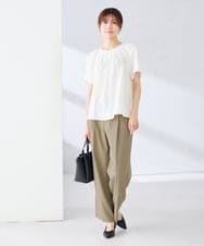 KBBGE11059 a.v.v(アー・ヴェ・ヴェ) 【洗える】ドビードットフレアスリーブブラウス ライトブルー