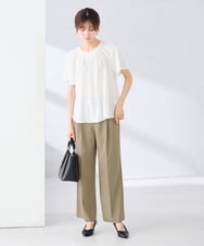 KBBGE11059 a.v.v(アー・ヴェ・ヴェ) 【洗える】ドビードットフレアスリーブブラウス ライトブルー