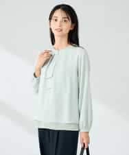 KBBLB04059 a.v.v(アー・ヴェ・ヴェ) 【洗える】バーチャームボウタイブラウス グリーン