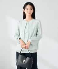 KBBLB04059 a.v.v(アー・ヴェ・ヴェ) 【洗える】バーチャームボウタイブラウス グリーン