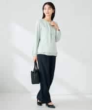 KBBLB04059 a.v.v(アー・ヴェ・ヴェ) 【洗える】バーチャームボウタイブラウス グリーン