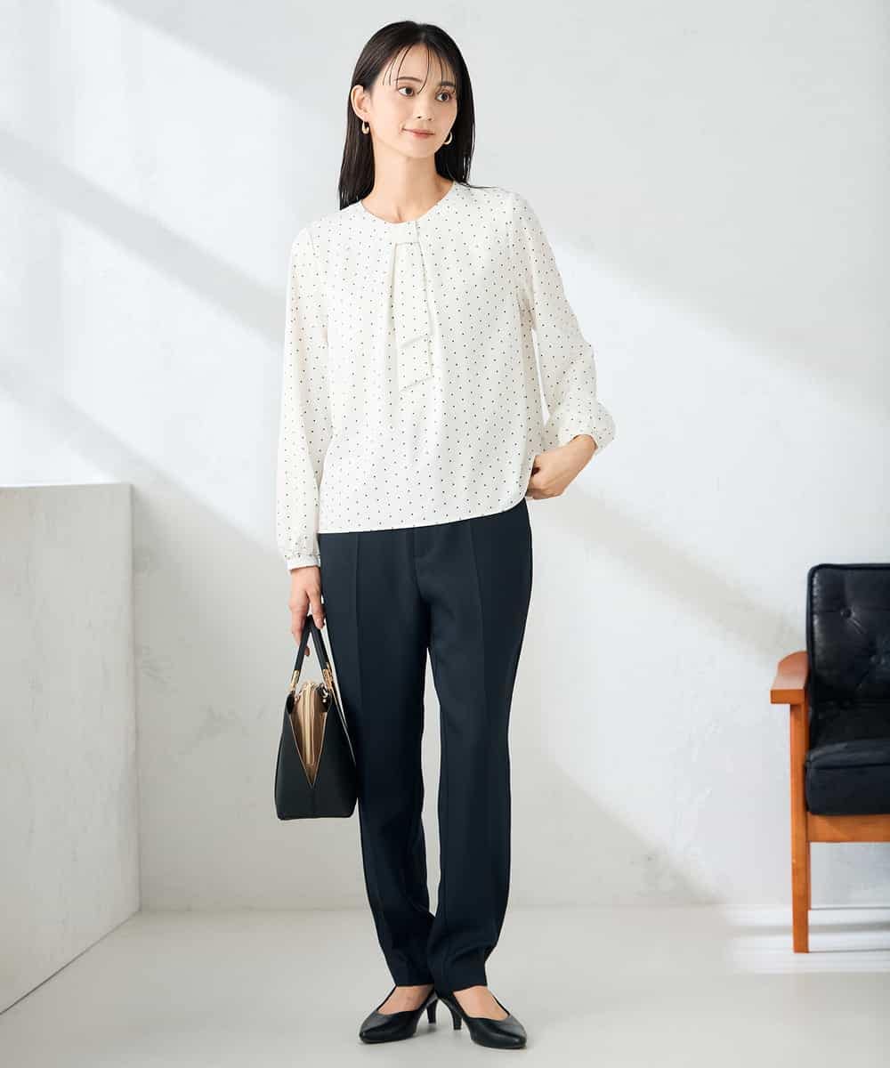 KBBLB04059 a.v.v(アー・ヴェ・ヴェ) 【洗える】バーチャームボウタイブラウス グリーン