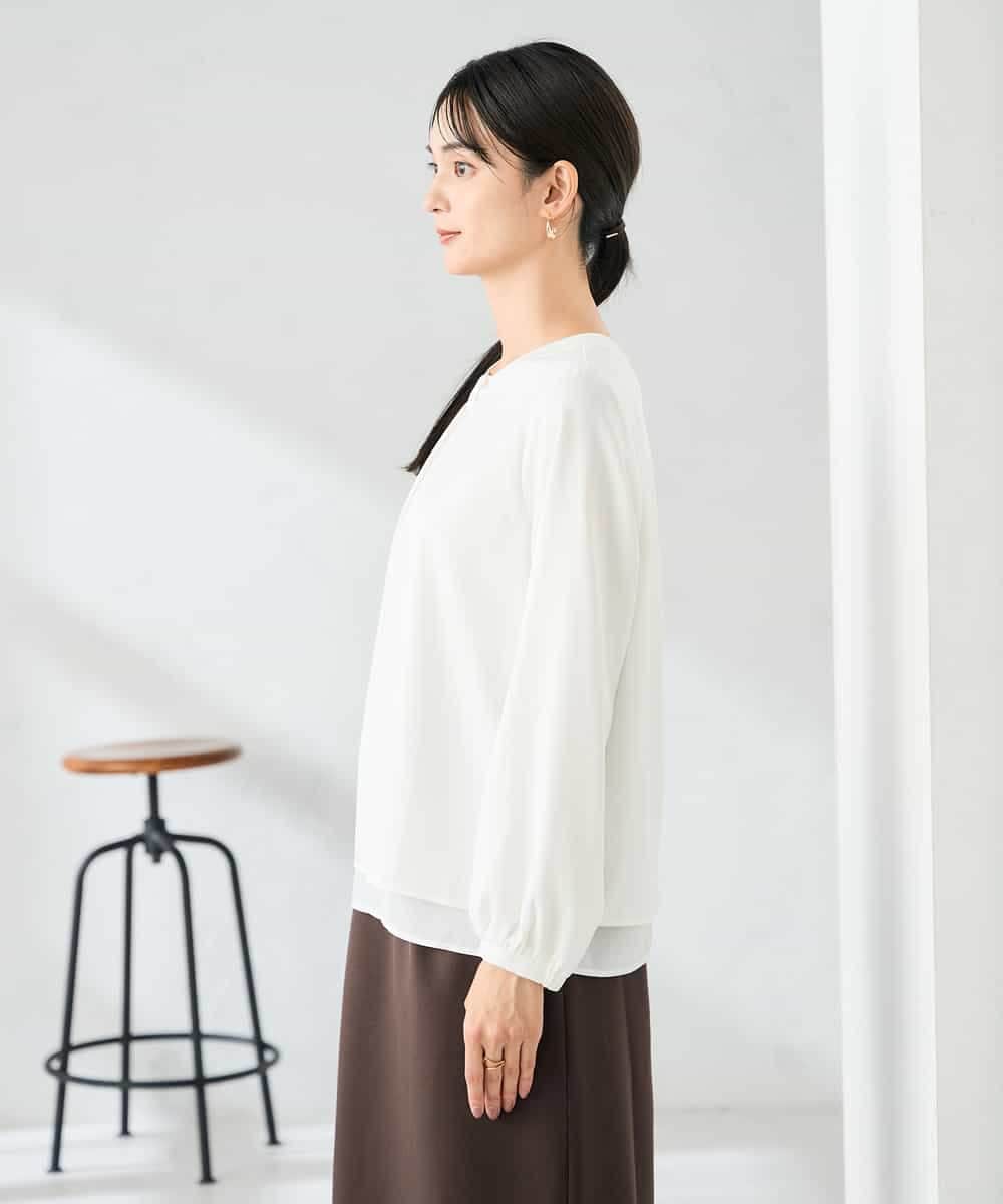 KBBLB04059 a.v.v(アー・ヴェ・ヴェ) 【洗える】バーチャームボウタイブラウス グリーン