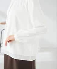 KBBLB04059 a.v.v(アー・ヴェ・ヴェ) 【洗える】バーチャームボウタイブラウス グリーン