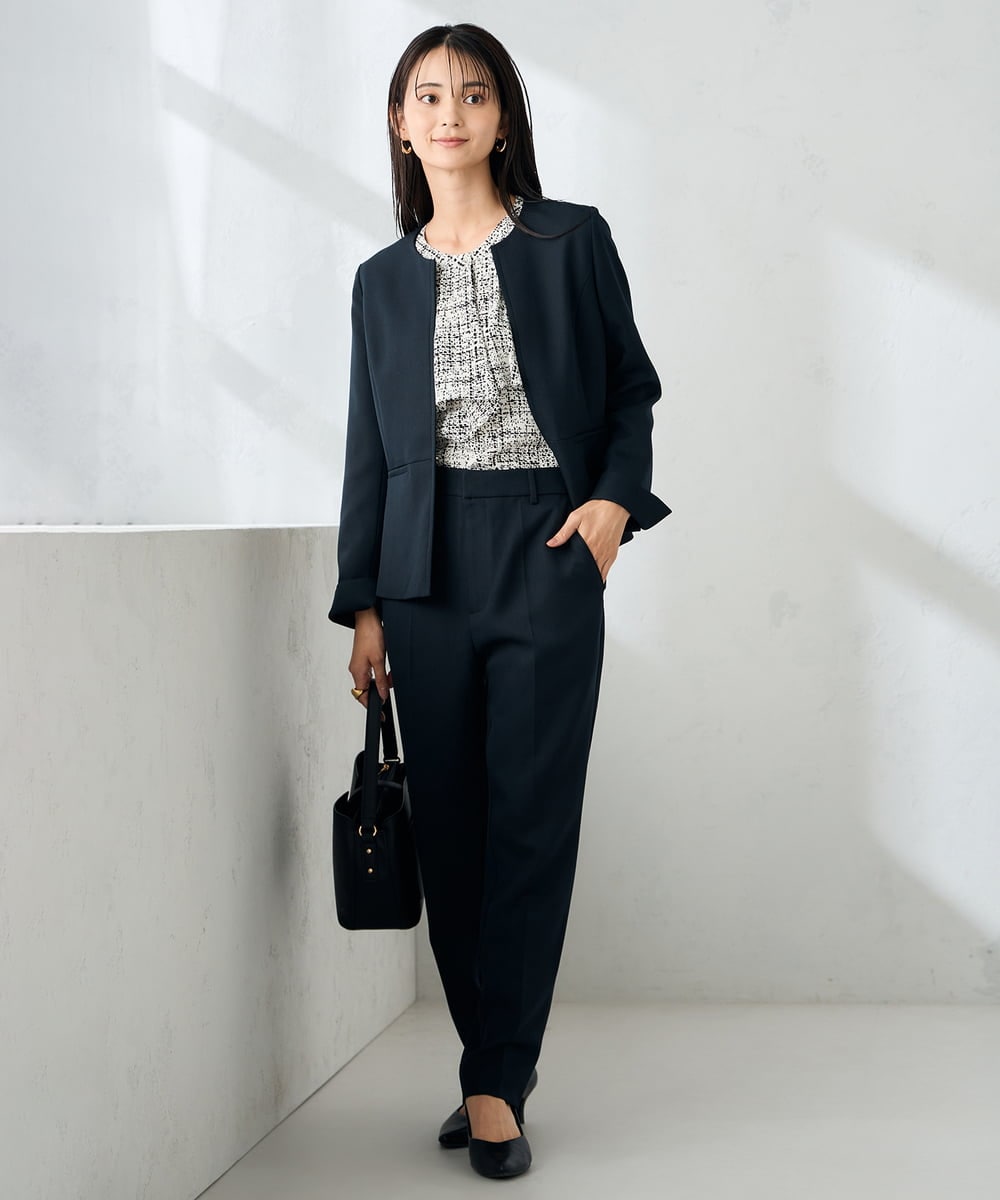 KBBLB06059 a.v.v(アー・ヴェ・ヴェ) 【洗える】プリントケープ風ブラウス ベージュ