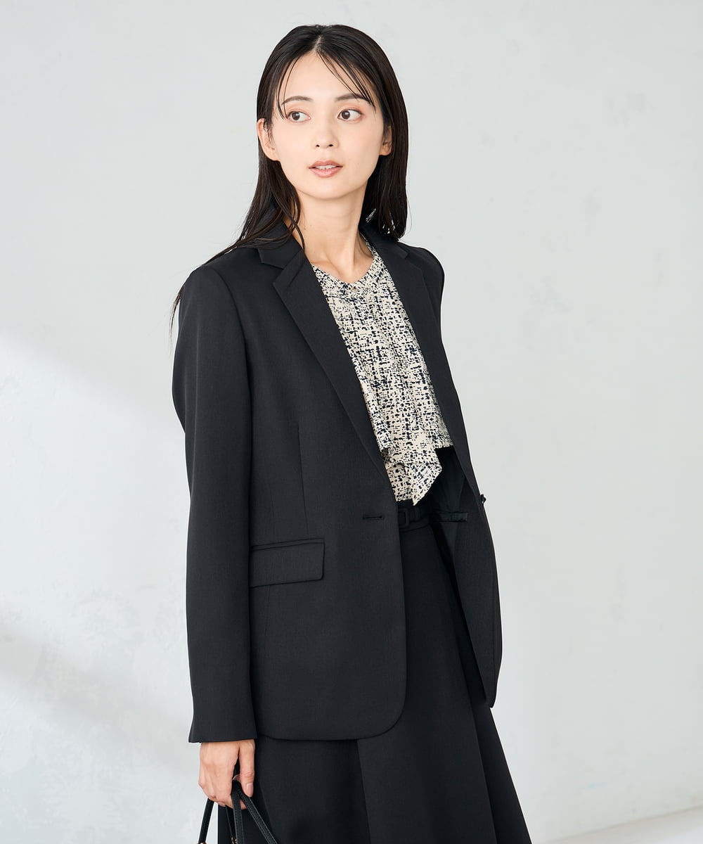 KBBLB06059 a.v.v(アー・ヴェ・ヴェ) 【洗える】プリントケープ風ブラウス ベージュ