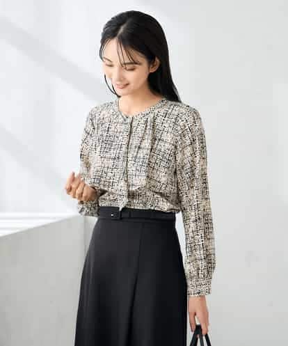 KBBLB06059  【洗える】プリントケープ風ブラウス