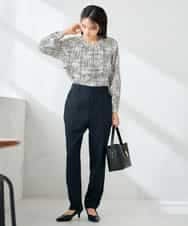 KBBLB06059 a.v.v(アー・ヴェ・ヴェ) 【洗える】プリントケープ風ブラウス ベージュ