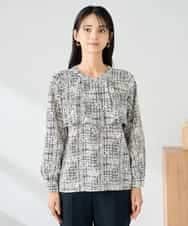 KBBLB06059 a.v.v(アー・ヴェ・ヴェ) 【洗える】プリントケープ風ブラウス ベージュ