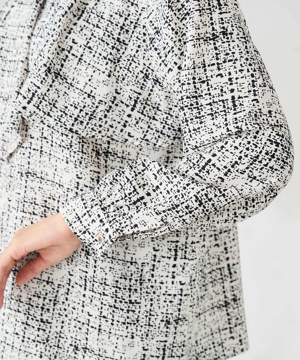 KBBLB06059 a.v.v(アー・ヴェ・ヴェ) 【洗える】プリントケープ風ブラウス ベージュ