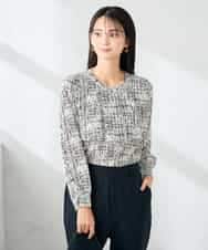 KBBLB06059 a.v.v(アー・ヴェ・ヴェ) 【洗える】プリントケープ風ブラウス ホワイト