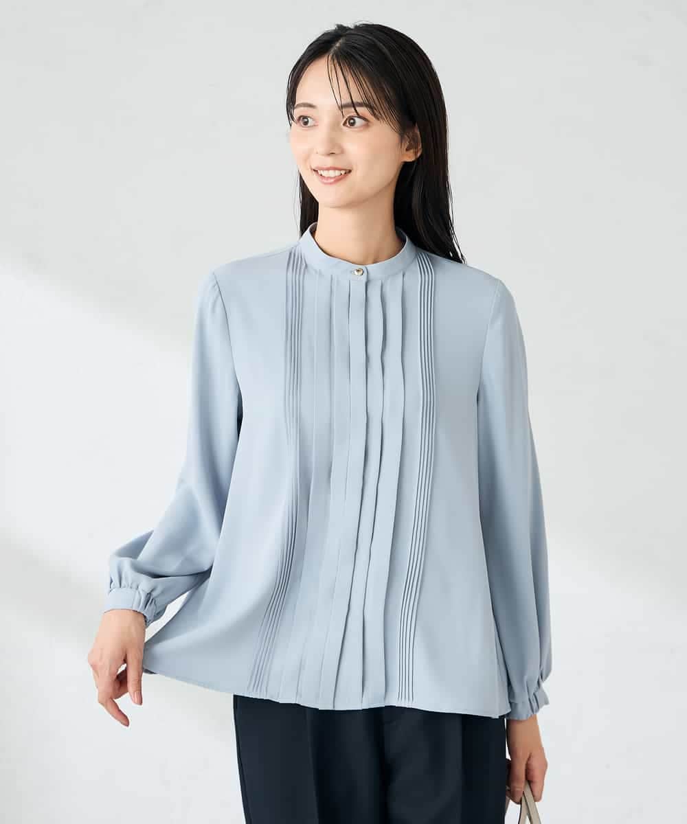 KBBLB07059 a.v.v(アー・ヴェ・ヴェ) 【洗える/WEB限定】ピンタックブラウス ライトブルー