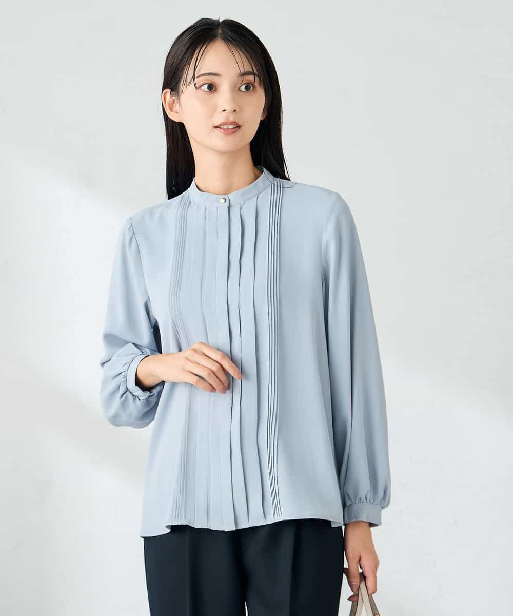 KBBLB07059 a.v.v(アー・ヴェ・ヴェ) 【洗える/WEB限定】ピンタックブラウス ライトブルー