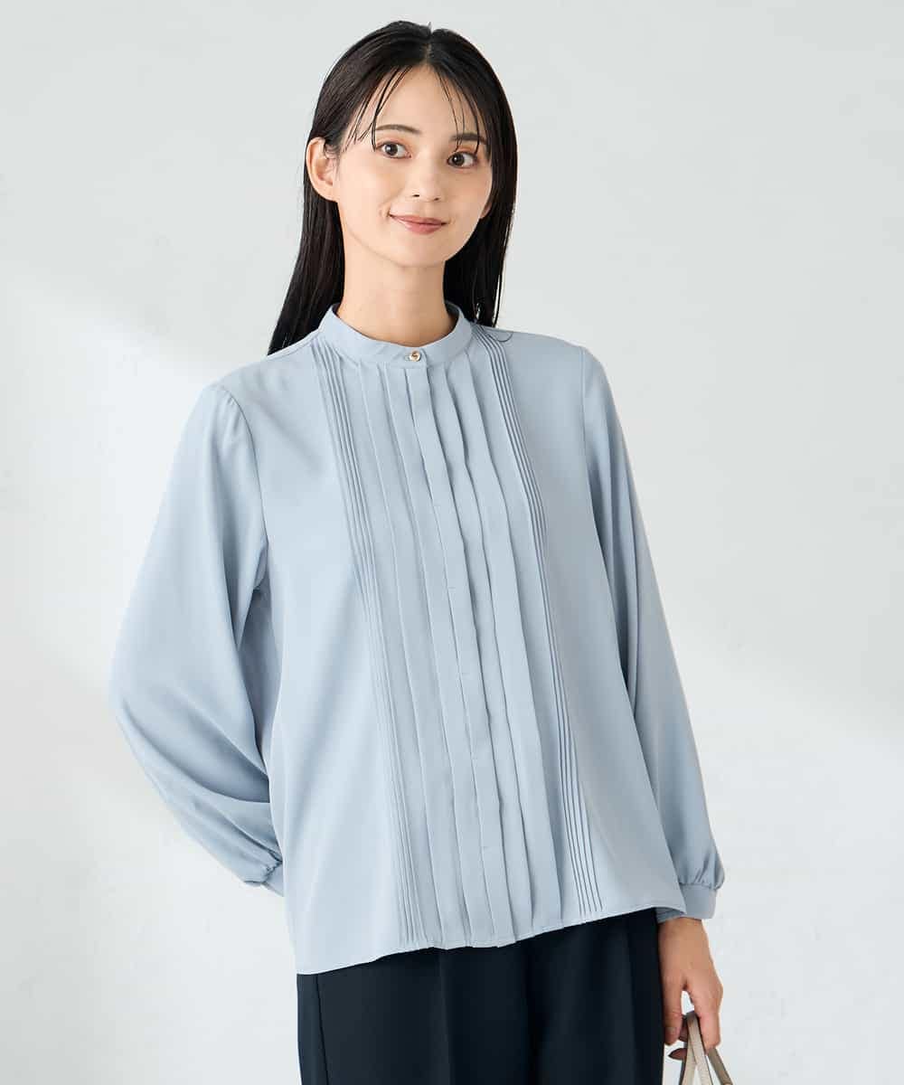 KBBLB07059 a.v.v(アー・ヴェ・ヴェ) 【洗える/WEB限定】ピンタックブラウス ライトブルー
