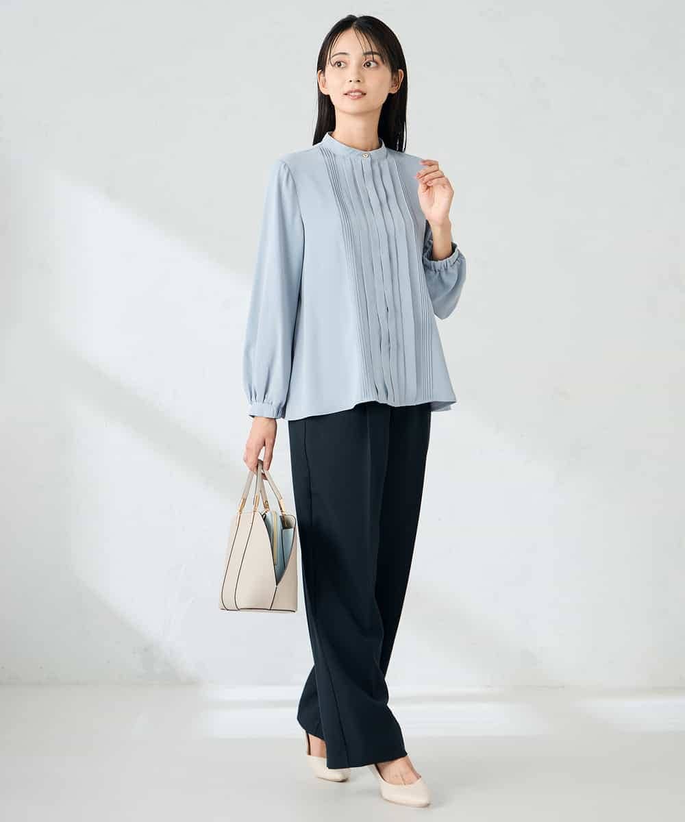 KBBLB07059 a.v.v(アー・ヴェ・ヴェ) 【洗える/WEB限定】ピンタックブラウス ライトブルー