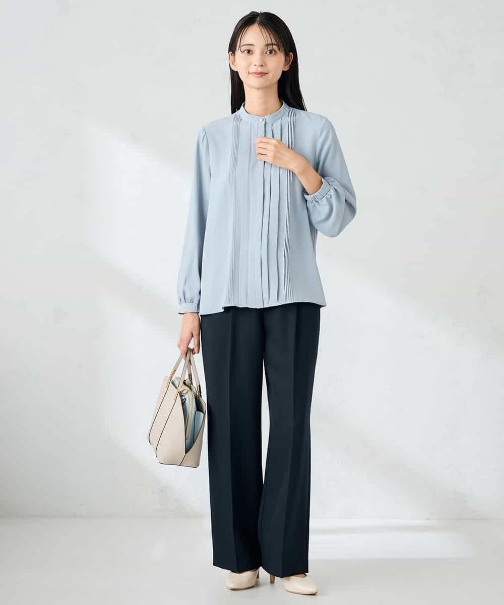 KBBLB07059 a.v.v(アー・ヴェ・ヴェ) 【洗える/WEB限定】ピンタックブラウス ライトブルー