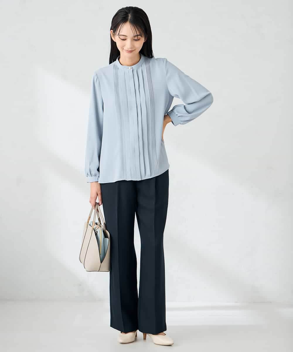 KBBLB07059 a.v.v(アー・ヴェ・ヴェ) 【洗える/WEB限定】ピンタックブラウス ライトブルー