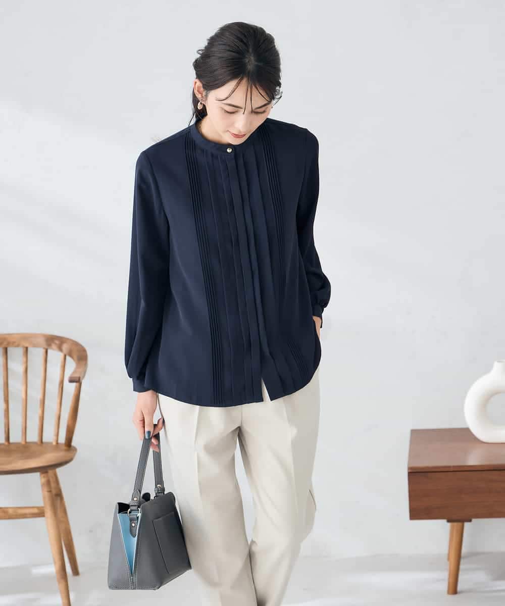 KBBLB07059 a.v.v(アー・ヴェ・ヴェ) 【洗える/WEB限定】ピンタックブラウス ライトブルー