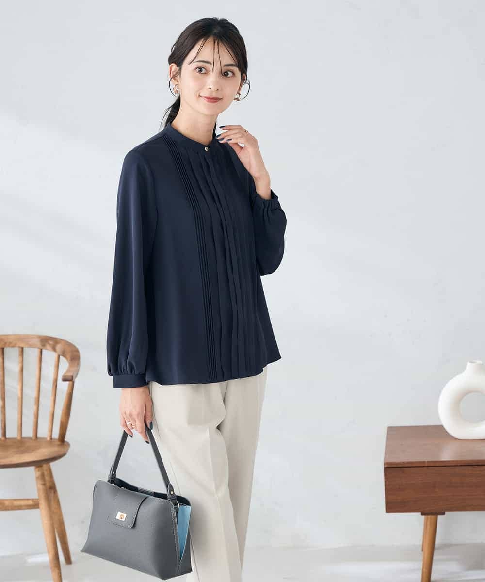 KBBLB07059 a.v.v(アー・ヴェ・ヴェ) 【洗える/WEB限定】ピンタックブラウス ライトブルー