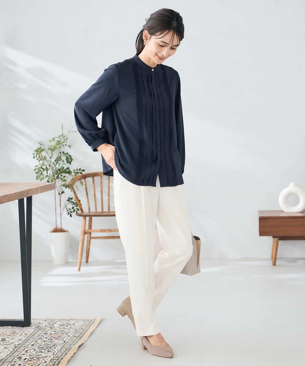 KBBLB07059 a.v.v(アー・ヴェ・ヴェ) 【洗える/WEB限定】ピンタックブラウス ライトブルー