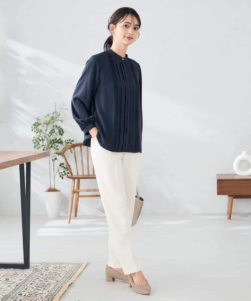 KBBLB07059 a.v.v(アー・ヴェ・ヴェ) 【洗える/WEB限定】ピンタックブラウス ライトブルー