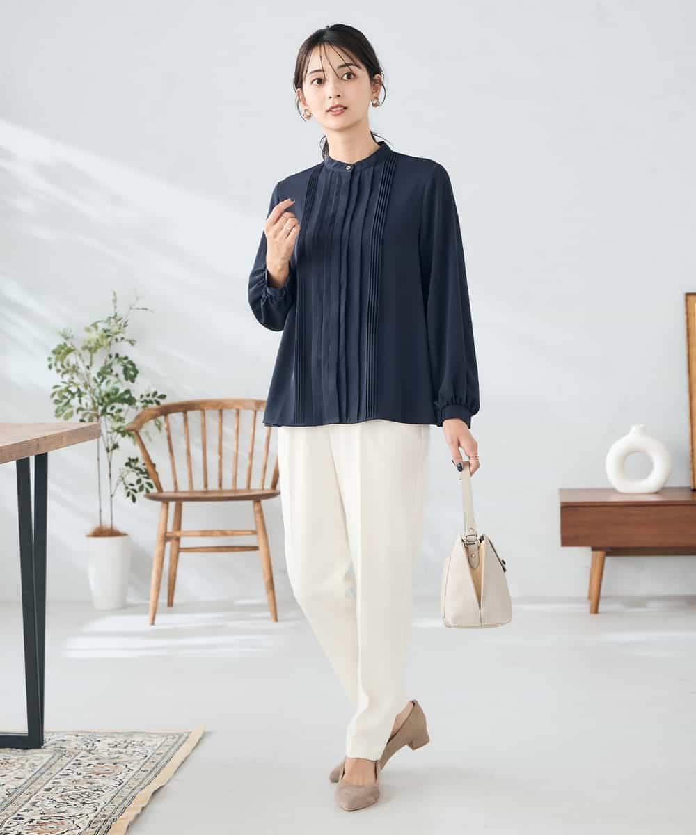 KBBLB07059 a.v.v(アー・ヴェ・ヴェ) 【洗える/WEB限定】ピンタックブラウス ライトブルー